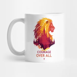 Courage Over All - Lion Silhouette - Fantasy Mug